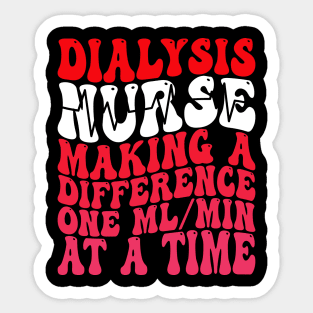 Dialysis Nurse Making A Difference Retro Pink Groovy Sticker